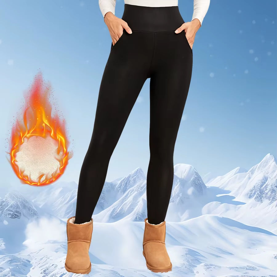 Fleece Women Leggings Thick Flared Pants High-Waisted Thermal Tights Tummy Control Winter Warm Legging Casual Wear