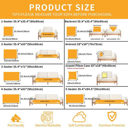 Solid Color Sofa Cover: Non-Slip Sofa Slipcover, Soft Sofa Towel & Comfortable Throw Pillowcase, Sofa Protector for Home Living Room