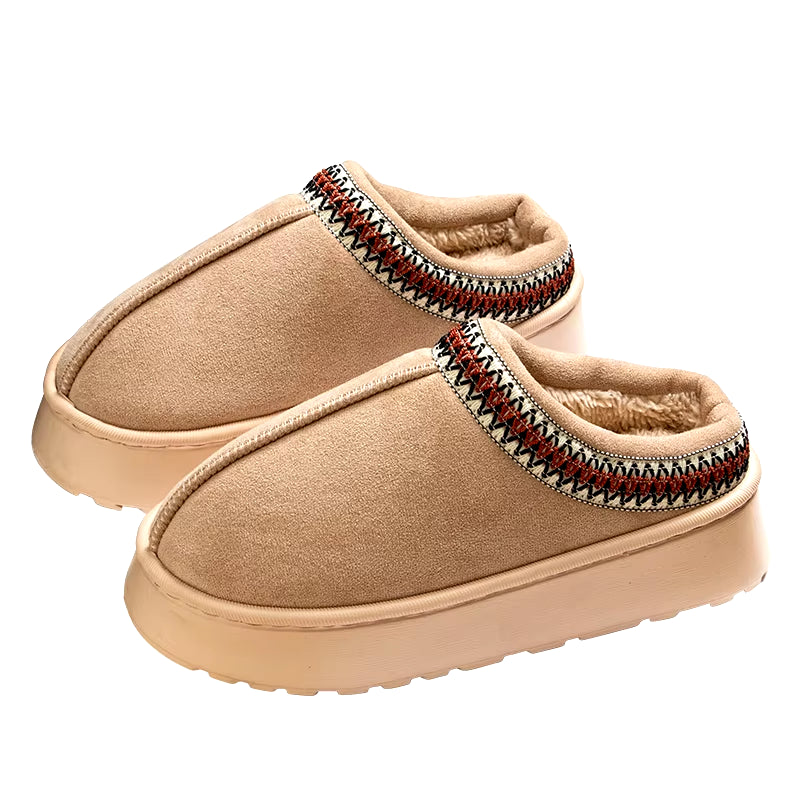Winter Woman Slippers Plush Interior anti Slip Sole Thick Bottom Embroider Fashion Warm Slippers Use Indoor Outdoor