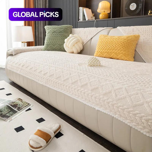 Solid Color Sofa Cover: Non-Slip Sofa Slipcover, Soft Sofa Towel & Comfortable Throw Pillowcase, Sofa Protector for Home Living Room
