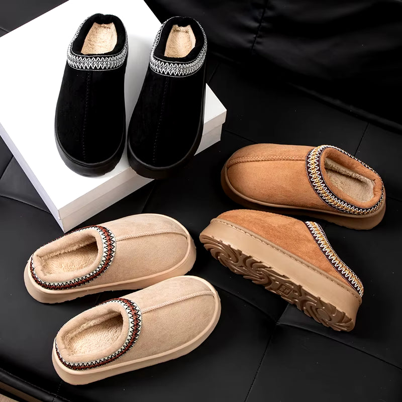 Winter Woman Slippers Plush Interior anti Slip Sole Thick Bottom Embroider Fashion Warm Slippers Use Indoor Outdoor