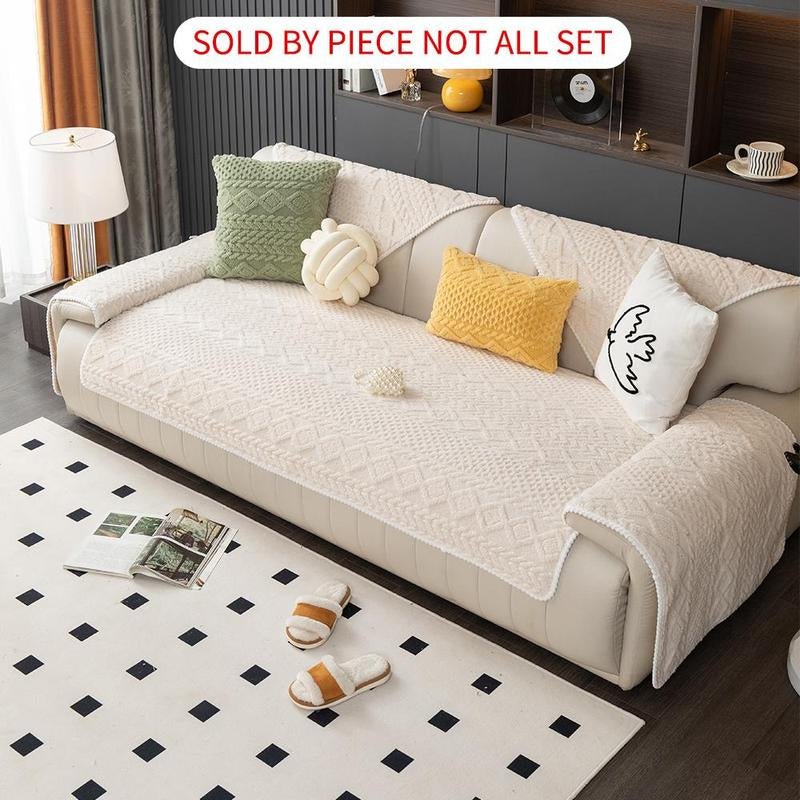 Solid Color Sofa Cover: Non-Slip Sofa Slipcover, Soft Sofa Towel & Comfortable Throw Pillowcase, Sofa Protector for Home Living Room