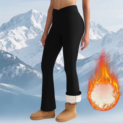 Fleece Women Leggings Thick Flared Pants High-Waisted Thermal Tights Tummy Control Winter Warm Legging Casual Wear